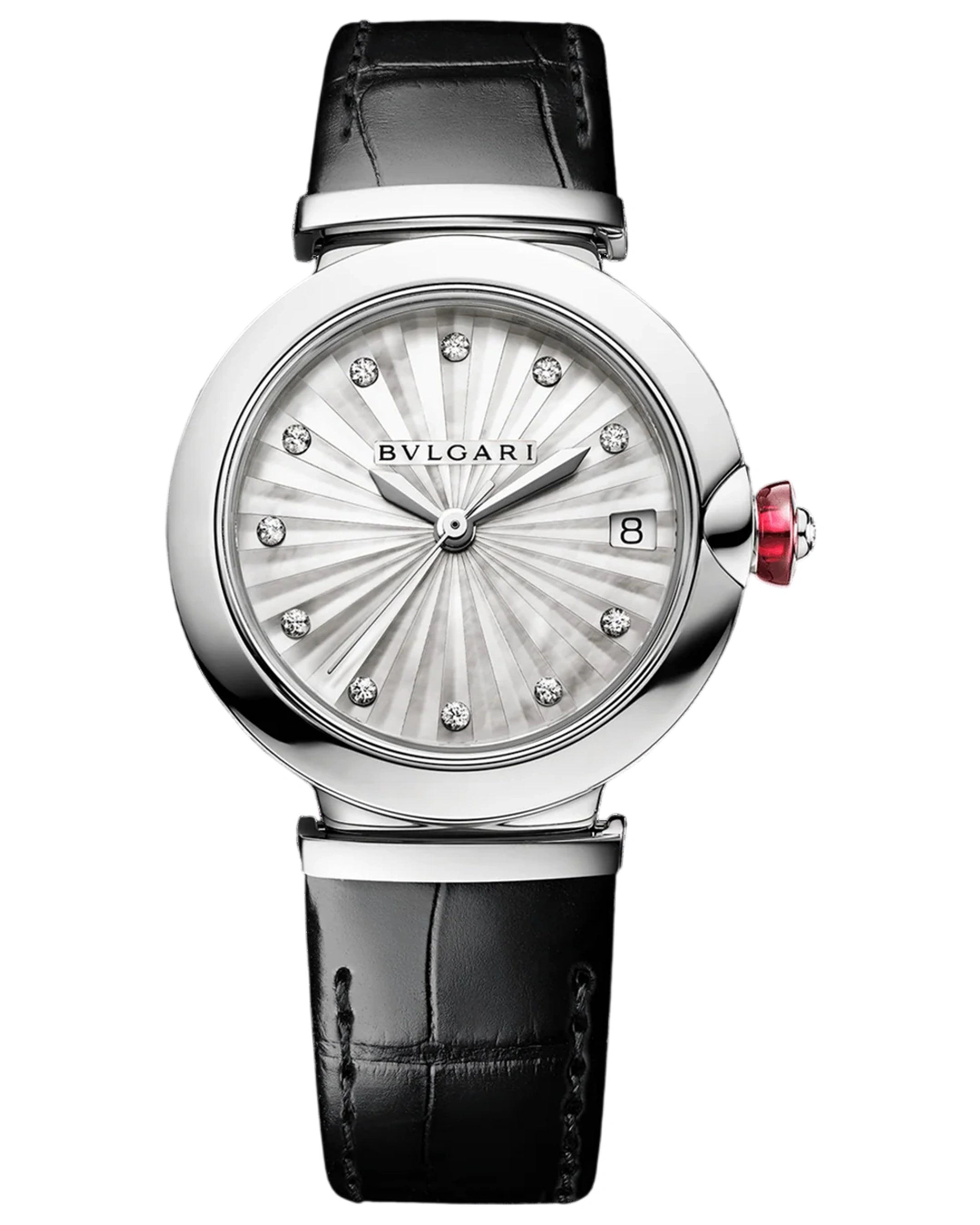 Bvlgari Lvcea Automatic White MOP Diamond 103478 33MM Stainless Steel