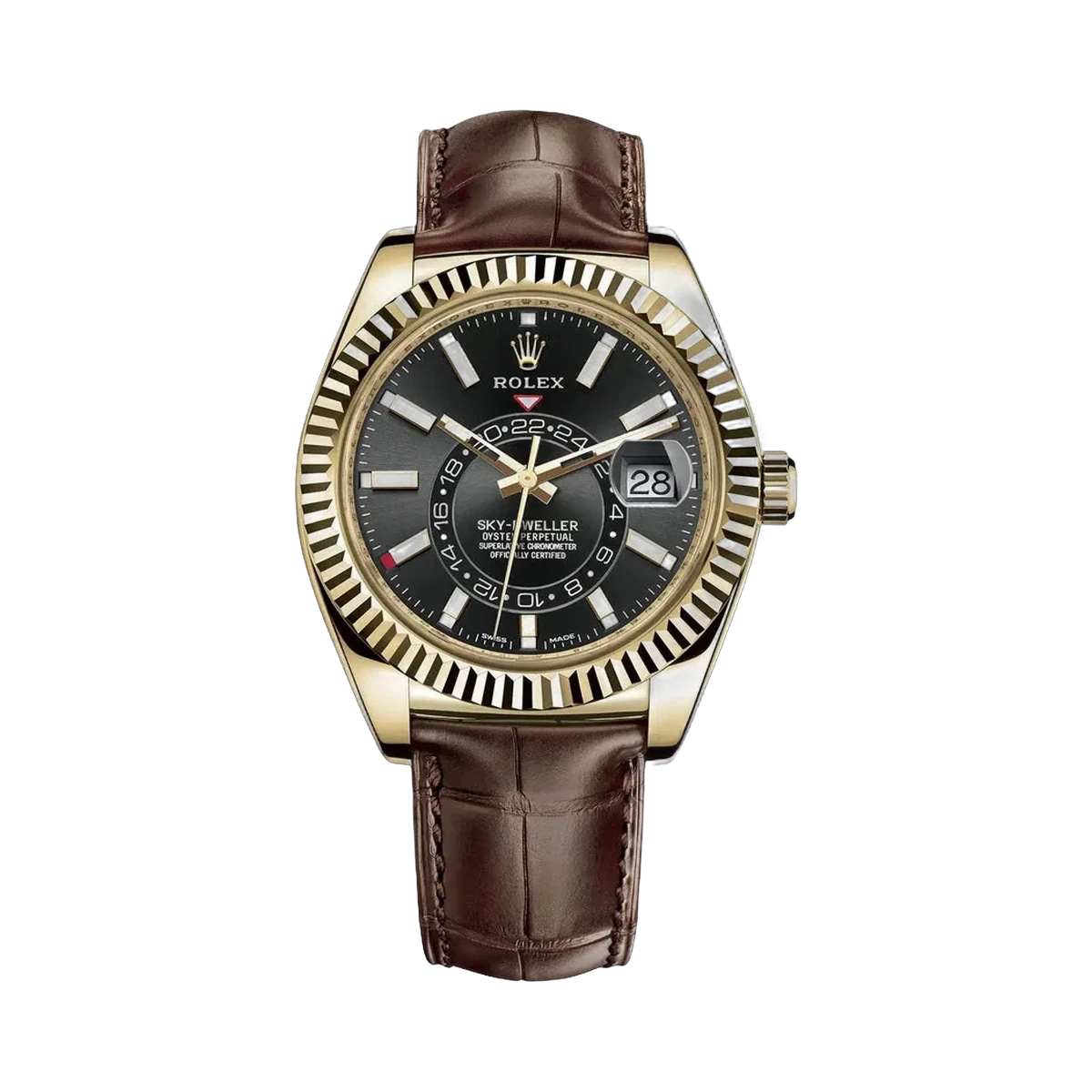 Rolex Sky-Dweller 326138 Yellow Gold 42mm Black Dial Men's Watch