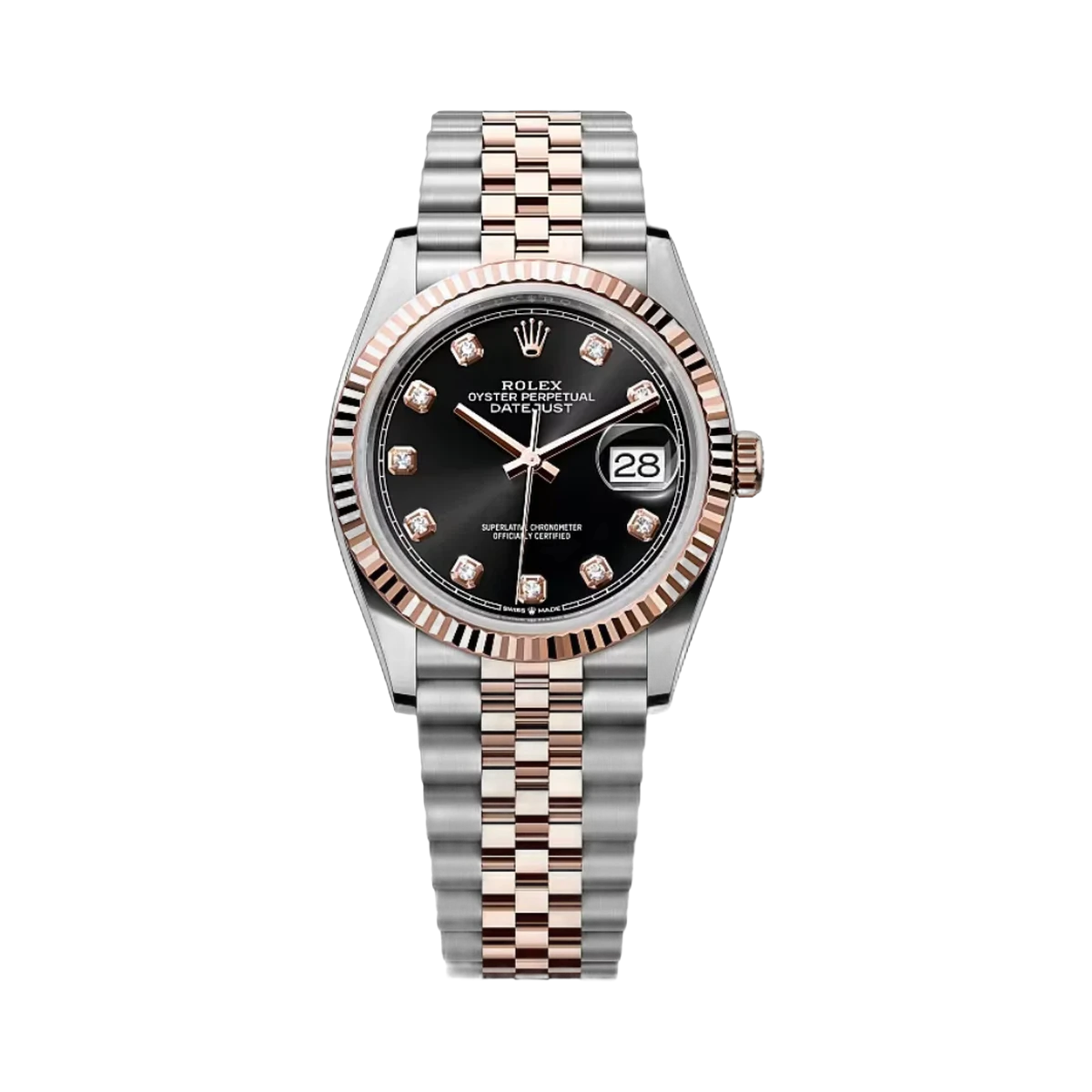 劳力士 Datejust 126231-0019 蚝式钢 - 永恒玫瑰金亮黑色表盘 36 毫米女士手表