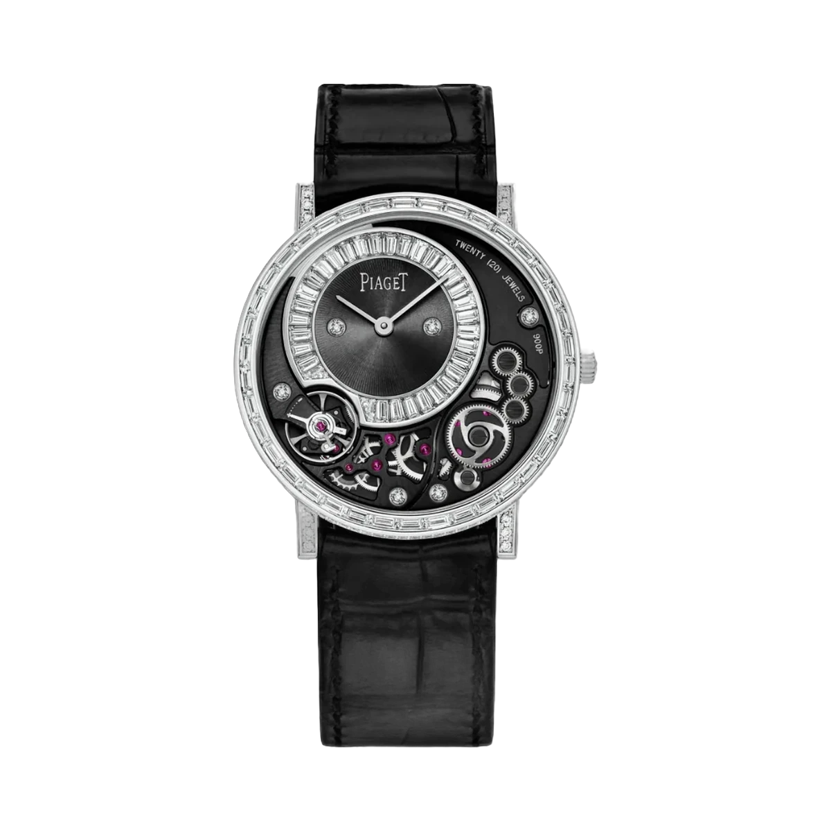 Piaget Altiplano 900P G0A39120 Weißgold Baguette-Diamant 38mm Graues Zifferblatt Damenuhr