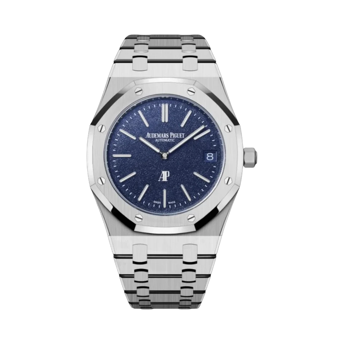 Audemars Piguet Royal Oak 16202BC.OO.1240BC.02 „Jumbo“ Extra-Thin Weißgold 39 mm Körnig Blaues Zifferblatt Unisex-Uhr