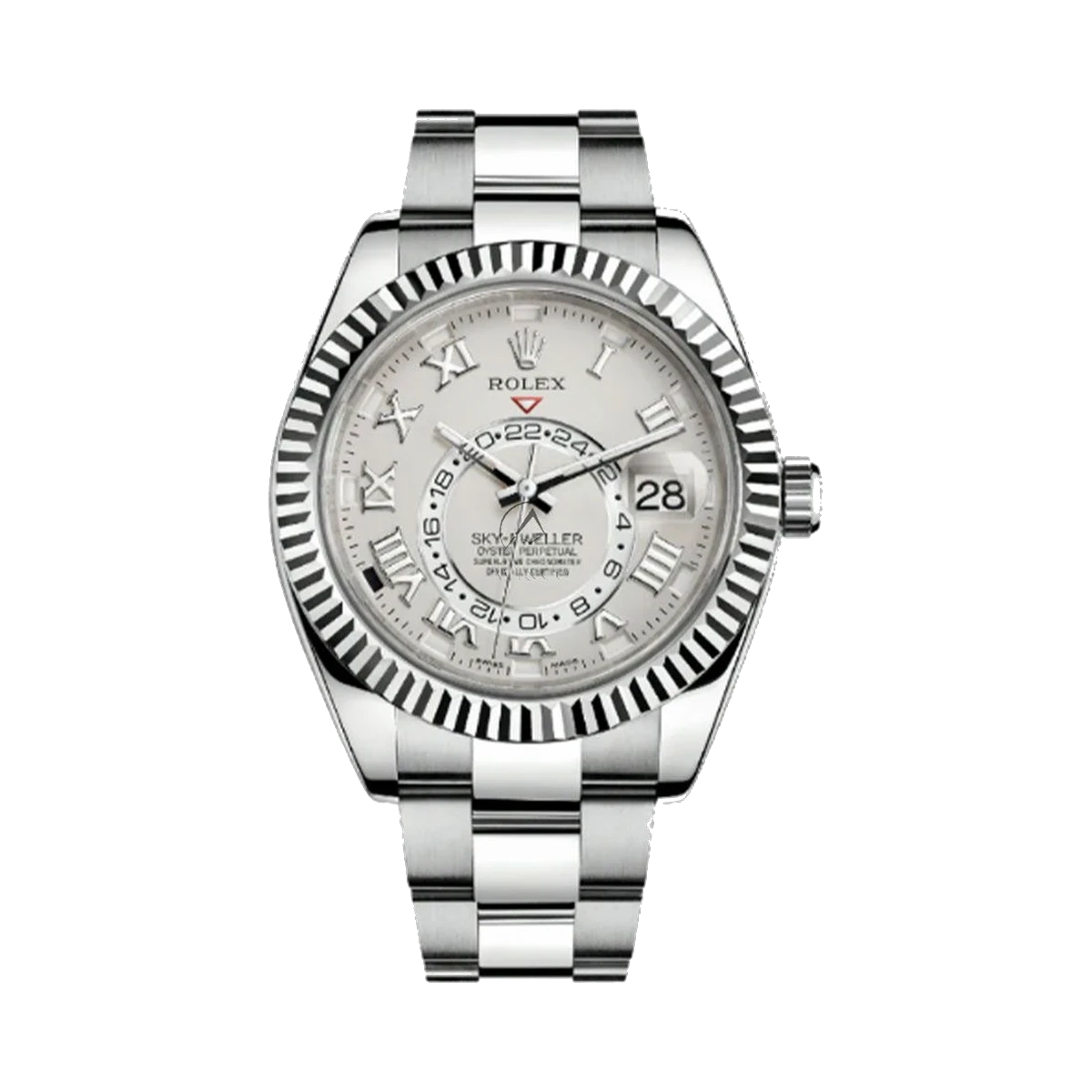 Rolex Sky Dweller 326939 Ivory Roman Fluted Bezel 42Mm 18K White Gold Men's Watch