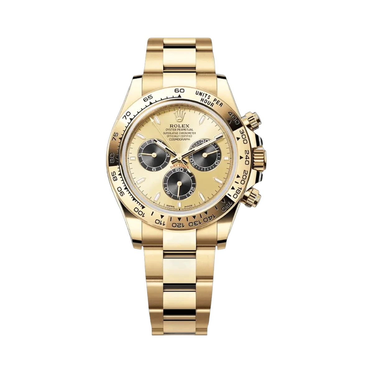 Rolex Cosmograph Daytona 126508-0006 Gelbgold Oyster-Armband Champagnerfarbenes Stick-Zifferblatt
