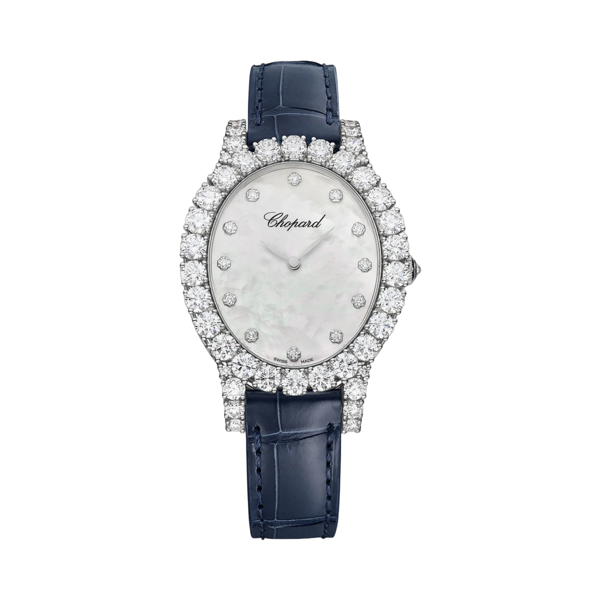 Chopard 139383-1223 L'HEURE DU DIAMANT OVAL ETHICAL WG MOP 40X34MM 18K WHITE GOLD