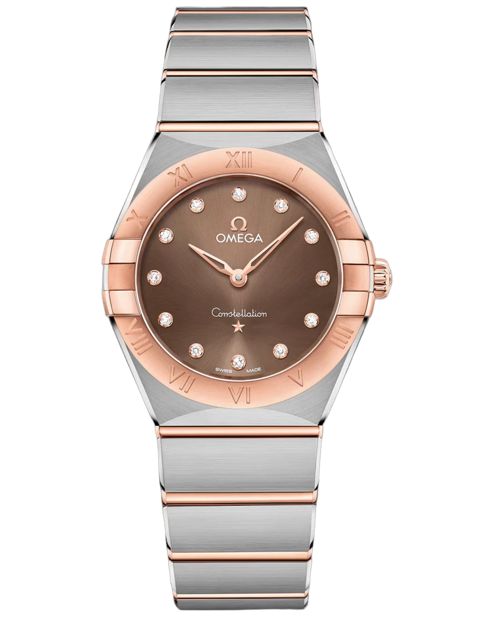 Omega Constellation Manhattan Quartz RG & Steel Brown Diamond Dial 28MM 131.20.28.60.63.001