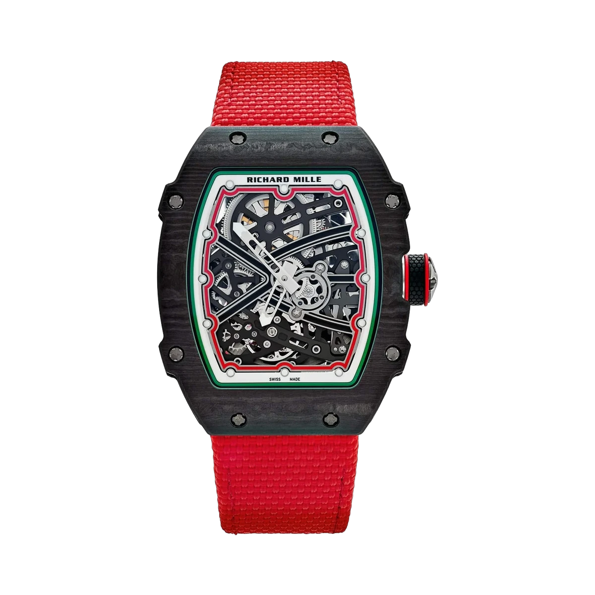 Richard Mille RM 67-02 Extra Flat Italy Carbon TPT Red Green Skeleton Dial 38mm Unisex Watch