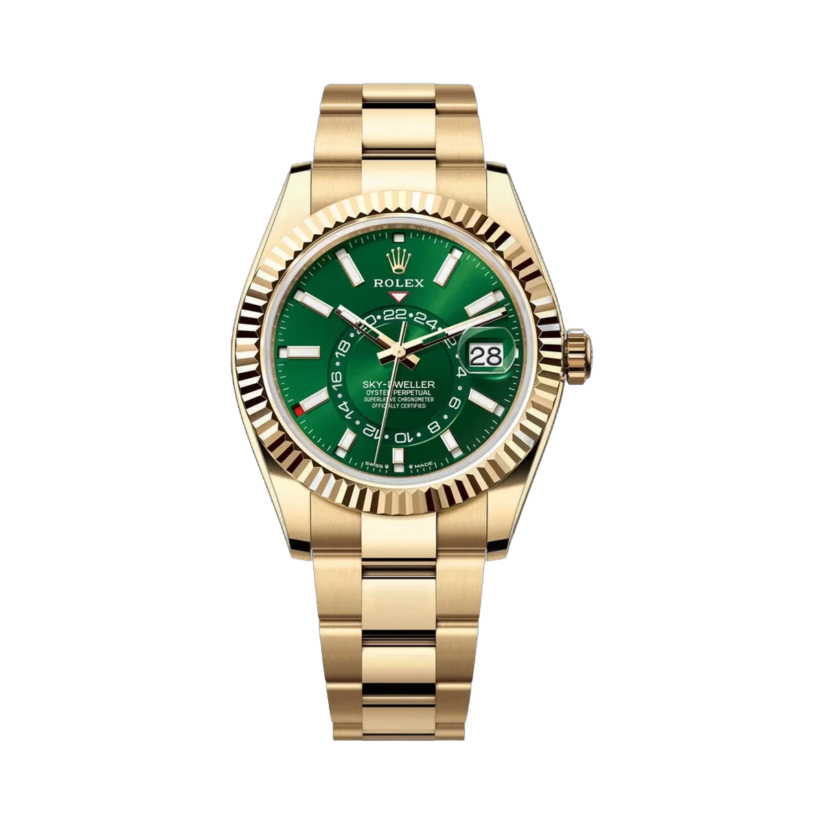 Rolex Sky-Dweller 336938-0007 Yellow Gold 42mm Green Dial Men's Watch
