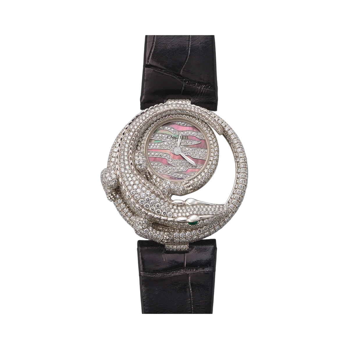 Cartier Creative Jeweled Watches WS000302 Crocodile Limited Edition 100pcs 40mm 18K White Gold