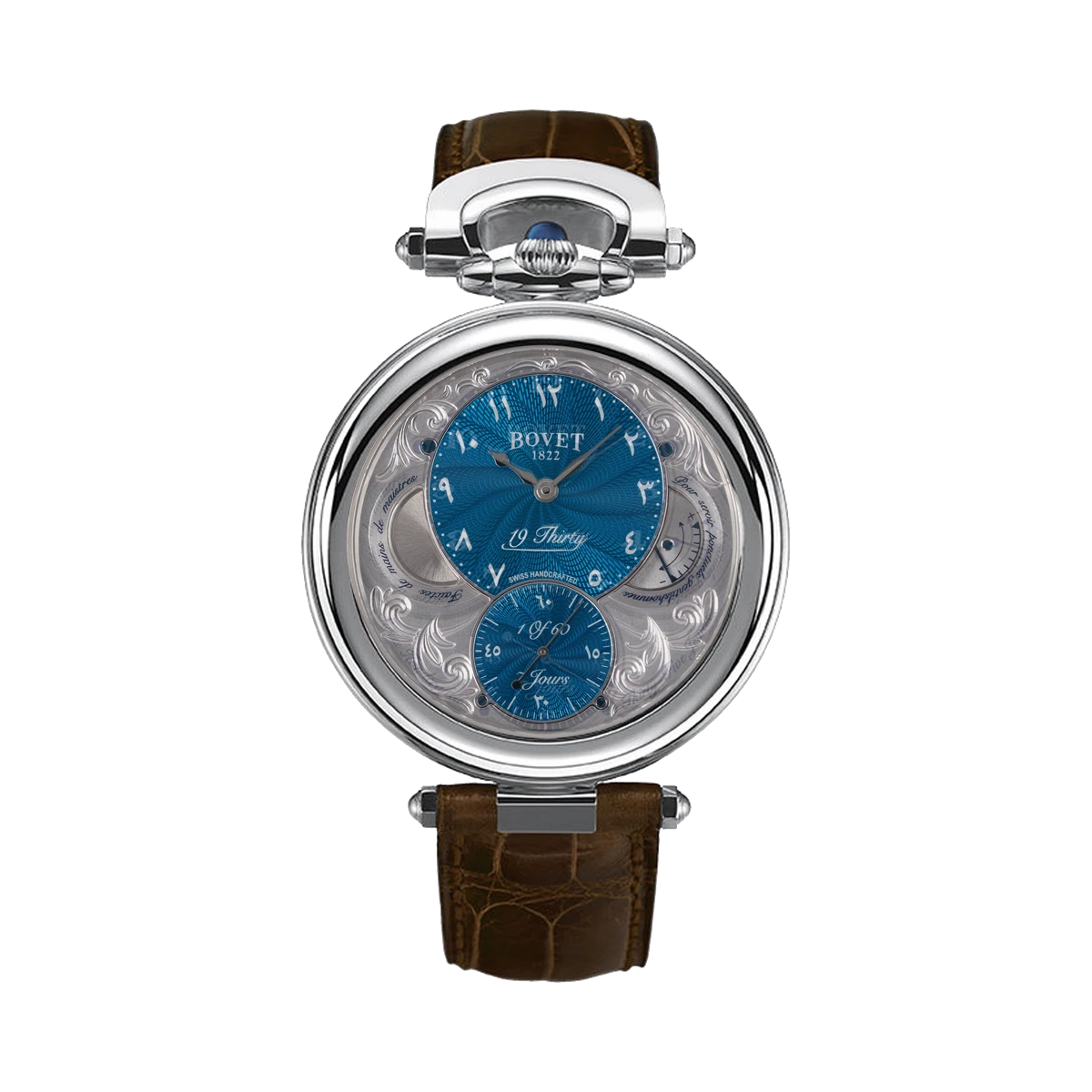 Bovet 1822 19Thirty Fleurier Turquoise Guilloche Arabic Dial NTS0055-51-HIN 51/60 Limited Edition, 42mm Stainless Steel