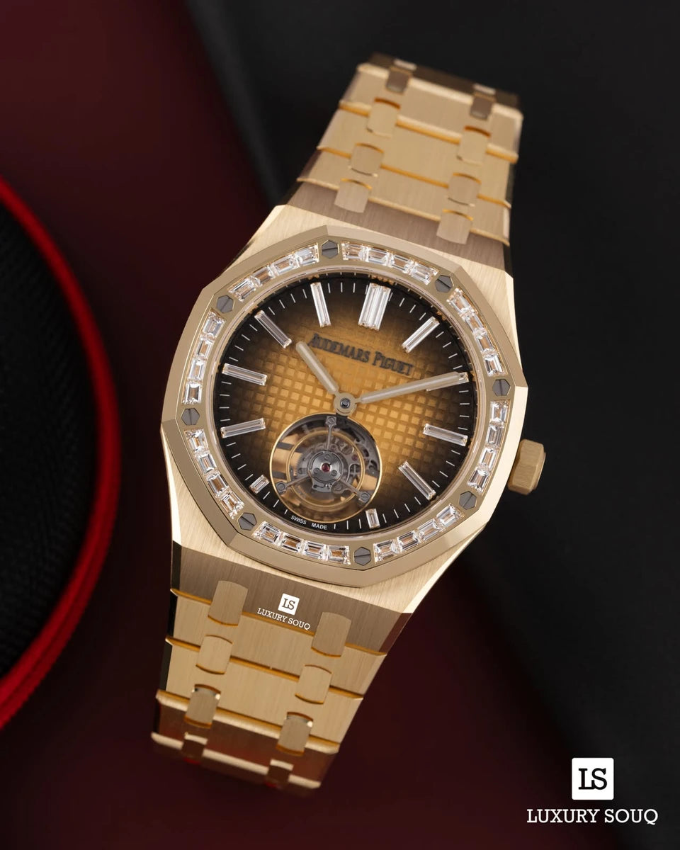 Audemars Piguet Royal Oak Flying Tourbillon 26730BA.ZZ.1320BA.01 Yellow Gold Diamond Bezel Smoked Yellow Dial 41MM