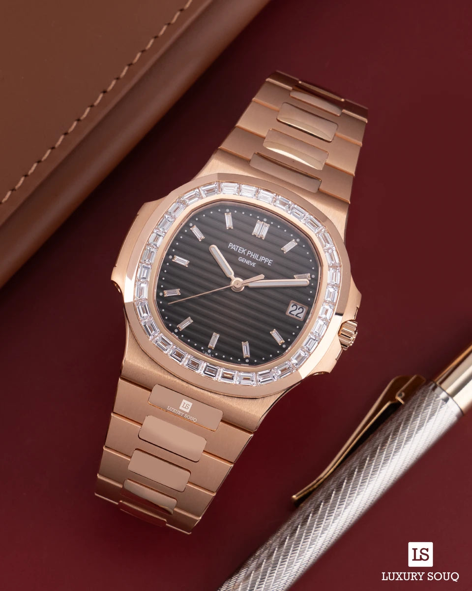 Patek Philippe Nautilus 5723/1R-010 Automatic Rose Gold Baguette Diamond Bezel 40mm Brown Dial Men's Watch – additional product photo 2