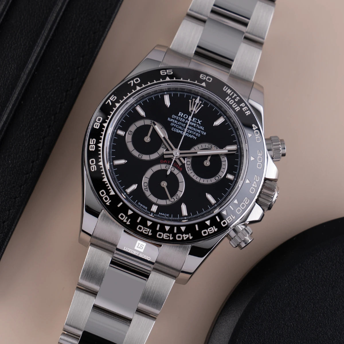 Rolex Cosmograph Daytona 126500LN-0002 Oystersteel Kontrastierende Zählerringe Schwarzes Zifferblatt