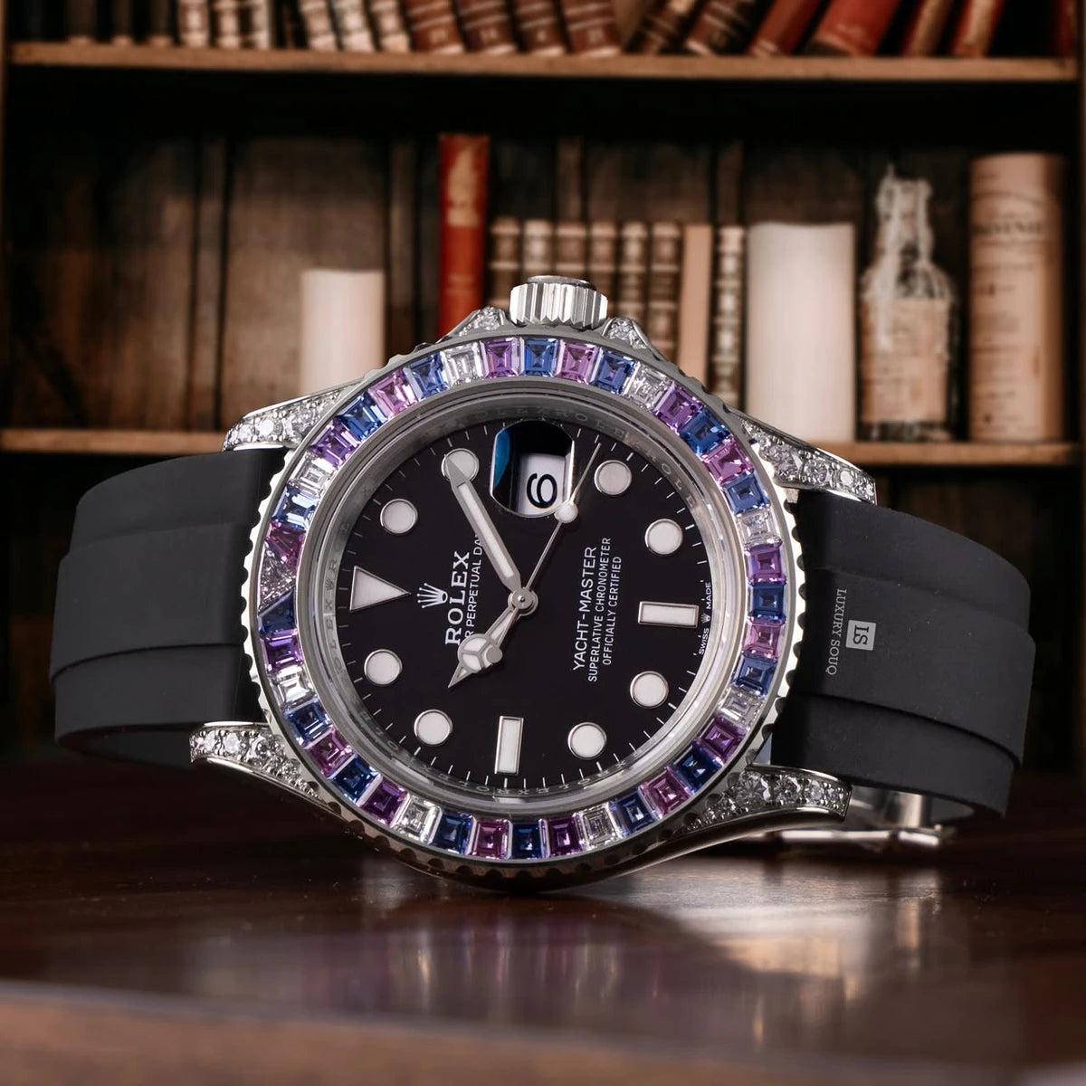 Rolex Yacht Master 126679SABR White Gold Blue/Purple Sapphire Bezel 40mm Black Dial Men's Watch