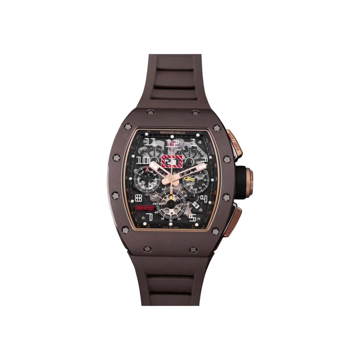 Richard Mille RM 011 AO RG NS Felipe Massa Brown Silicon Nitride with Rose Gold & Titanium 40mm Skeleton Dial Men's Watch