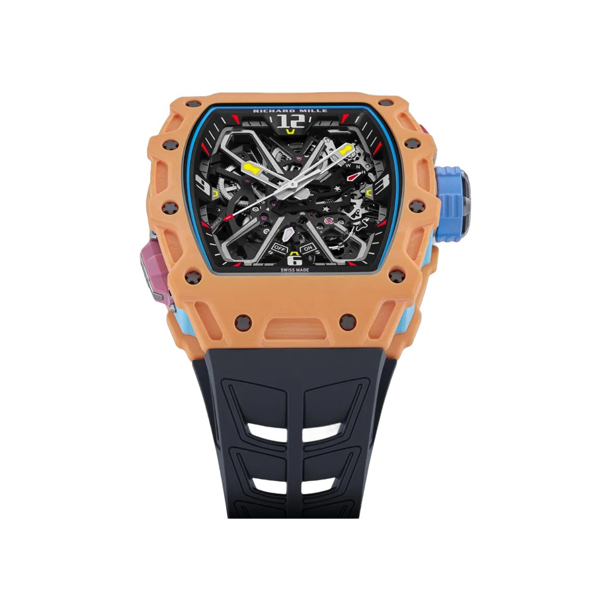 Richard Mille RM 35-03 Rafael Nadal Salmon Quartz TPT 43mm Skeleton Dial Men's Watch