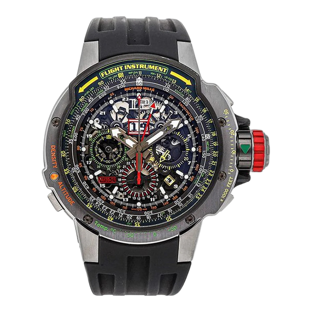 Richard Mille Rm 39-01 Automatic Winding Flyback Chronograph Aviation 50Mm Stainless Steel Black Rubber Men's Watch