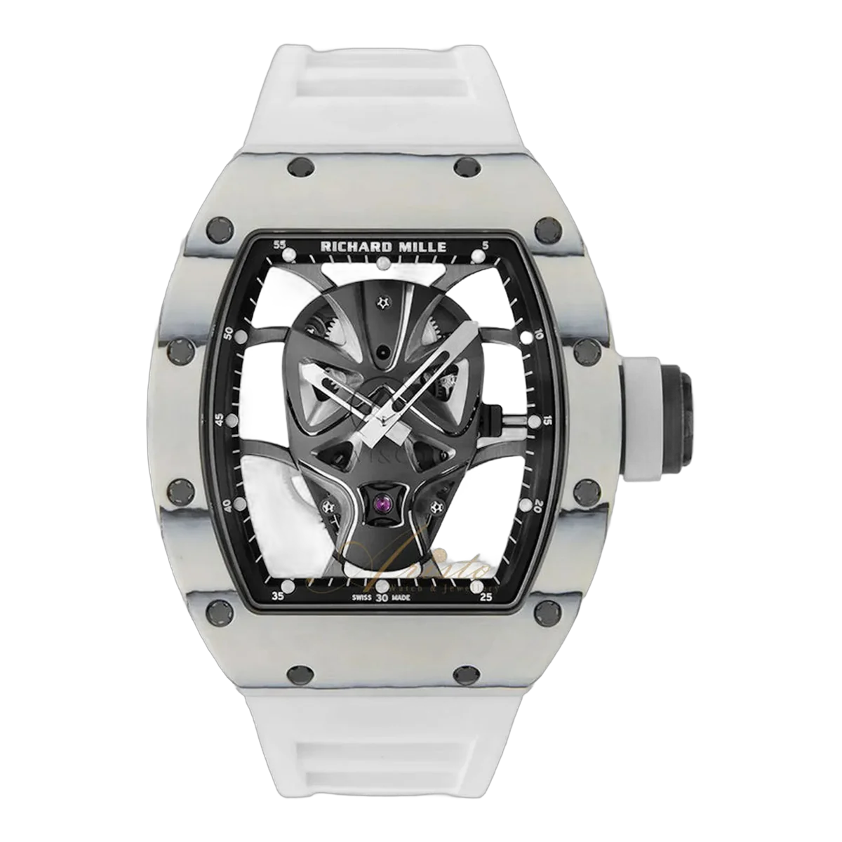 Richard Mille RM 52-06 White Quartz TPT 43mm Skeleton Dial Men's Watch