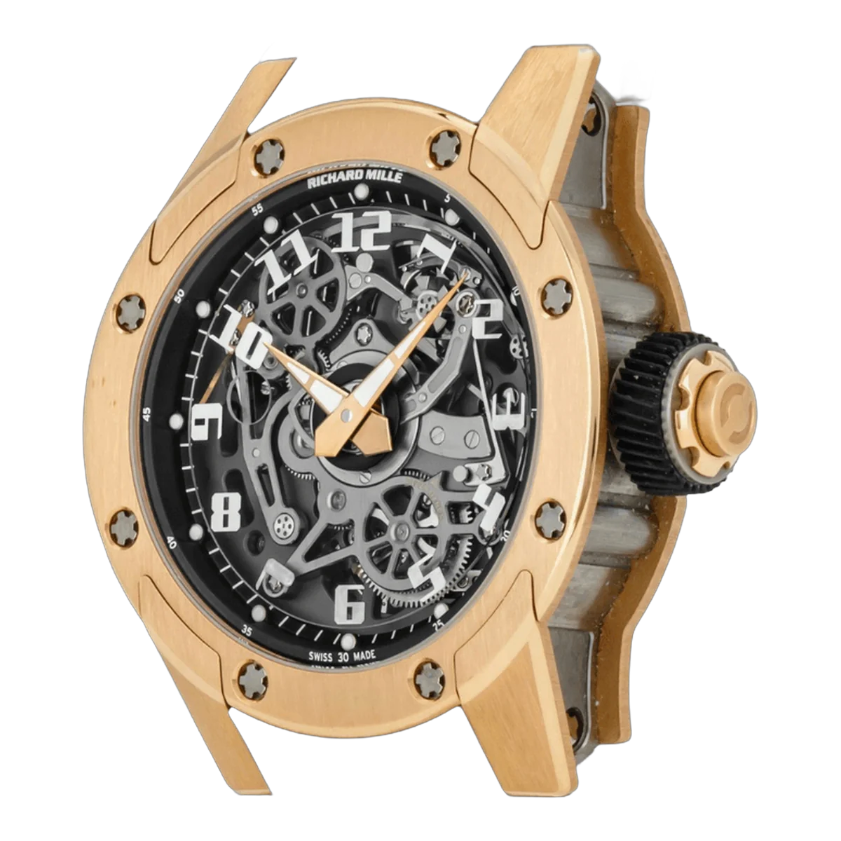 Richard Mille Rm 63-01 Dizzy Hands Skeleton Automatic Winding 18K Rose Gold & Titanium Black Rubber Strap