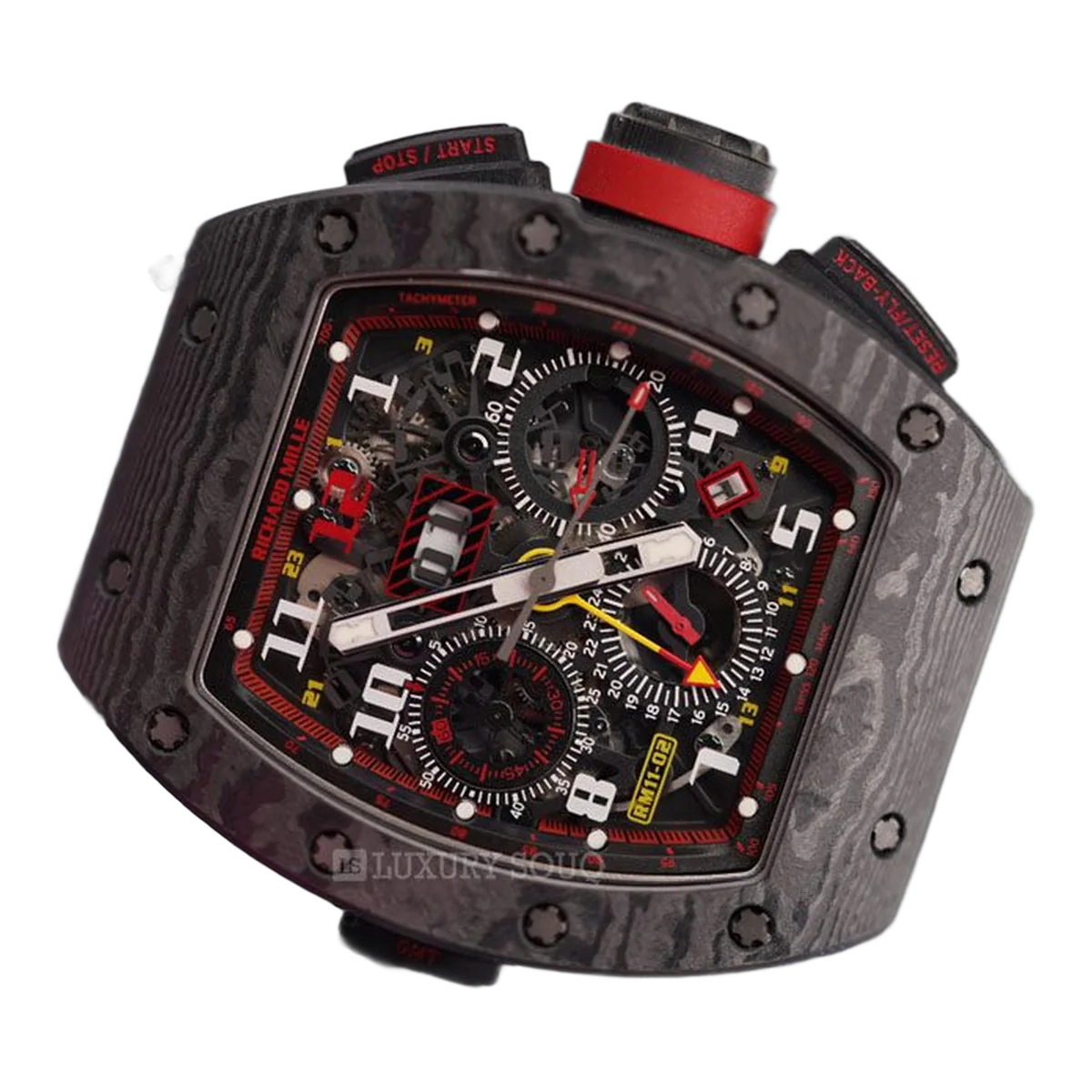 Richard Mille Rm II -02 Ca Tpt Rms Gmt Flyback Chronograph 12Th Anniversary 1St Boutique Edition Black Rubber Straps Men's Watch