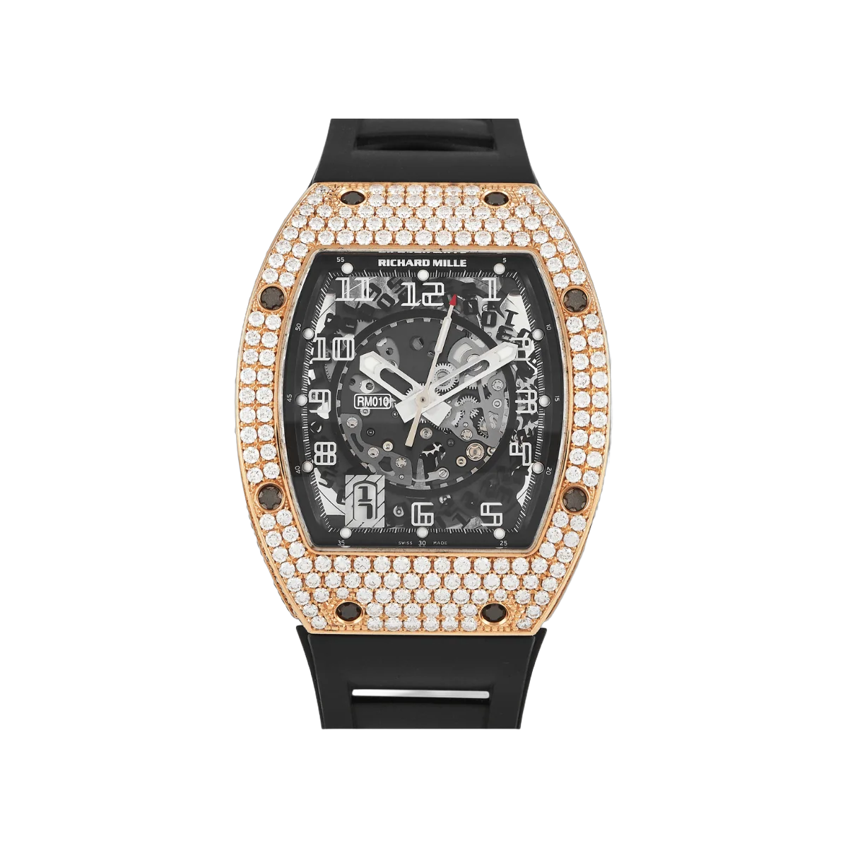 Richard Mille RM010 AH RG Rose Gold Diamond Bezel Skeleton Dial