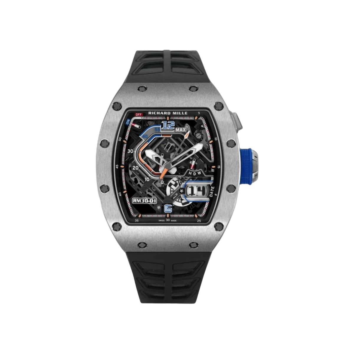 Richard Mille RM30-01 TI Automatic Winding with Declutchable Rotor Titanium 42mm Skeleton Dial Mens Watch