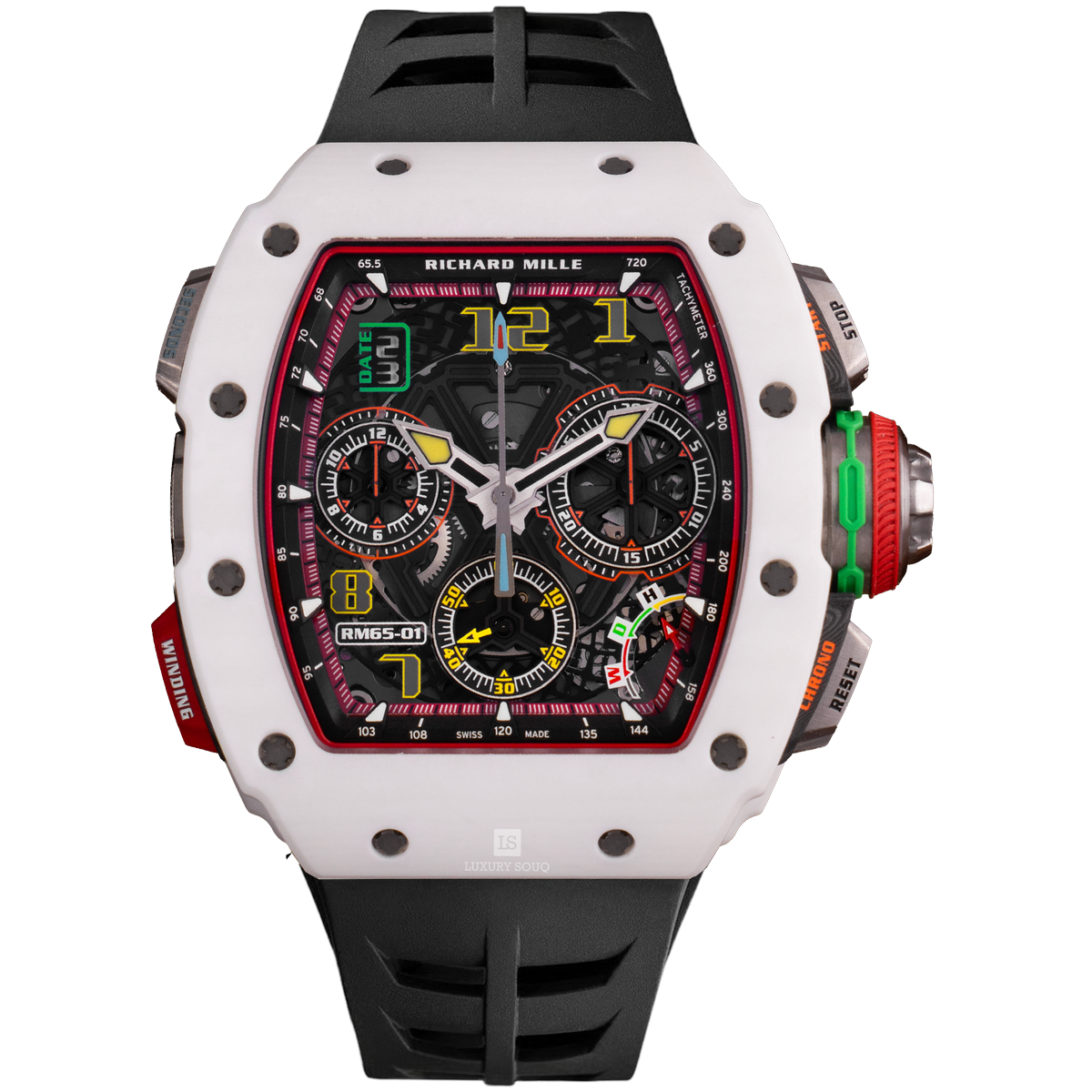 Richard Mille RM 65-01 Automatic Split-Seconds Chronograph White NTPT Skeleton Dial Mens Watch