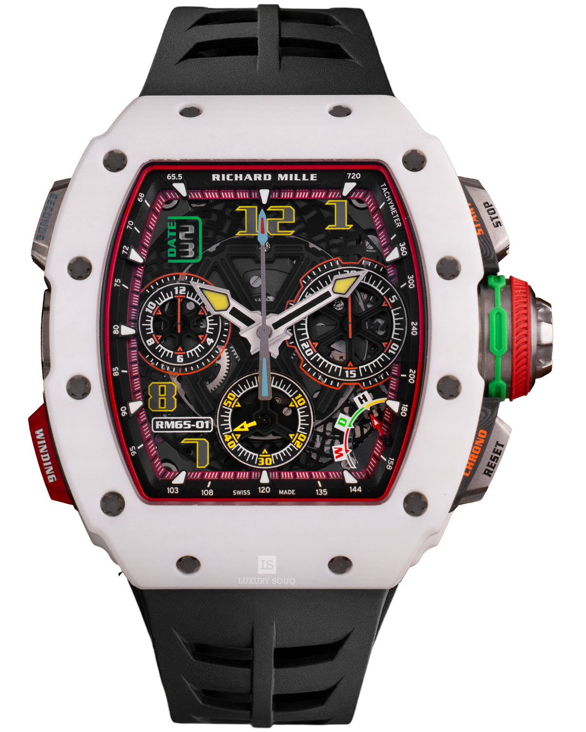 Richard Mille RM 65-01 Automatic Split-Seconds Chronograph White NTPT Skeleton Dial Mens Watch