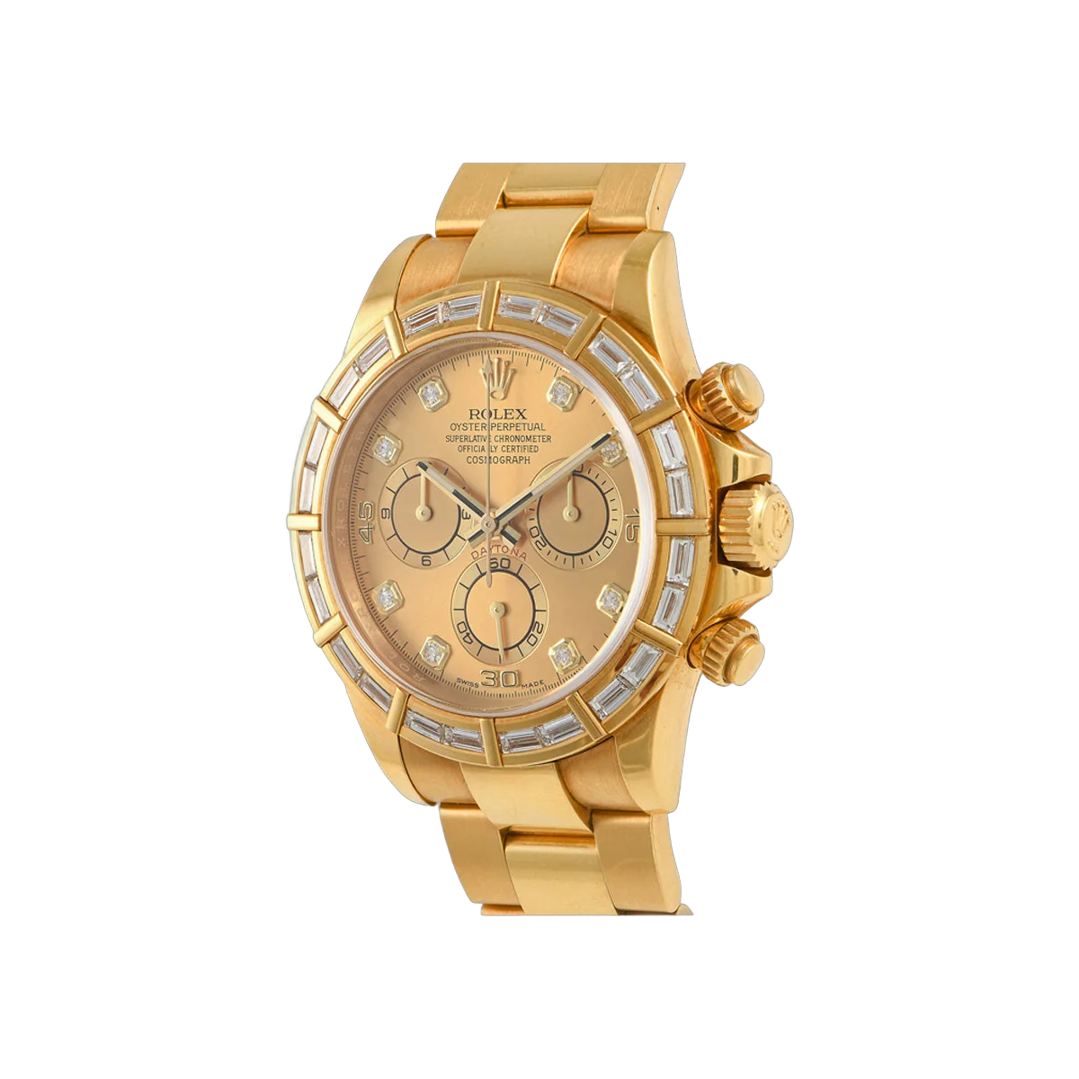 Rolex Cosmograph Daytona 116568BR Yellow Gold 40mm Baguette Diamond Bezel & Champagne Dial Men's Watch – additional product photo 2