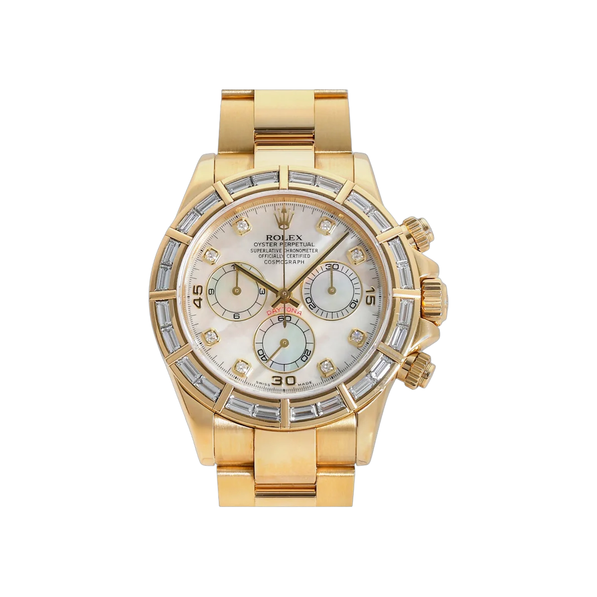 Rolex Cosmograph Daytona 116568BR Yellow Gold 40mm Mother of Pearl Dial Men's Watch