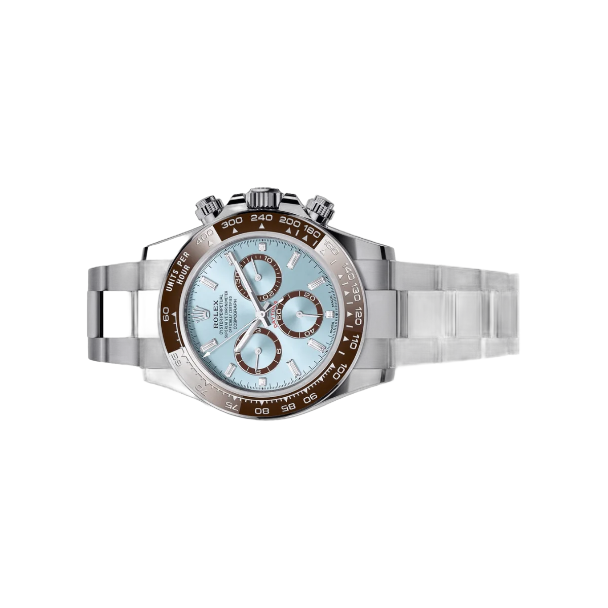 Rolex Cosmograph Daytona 126506-0002 Diamond-Set Chestnut Brown Bezel Oyster Platinum Bracelet Ice Blue Dial – additional product photo 2