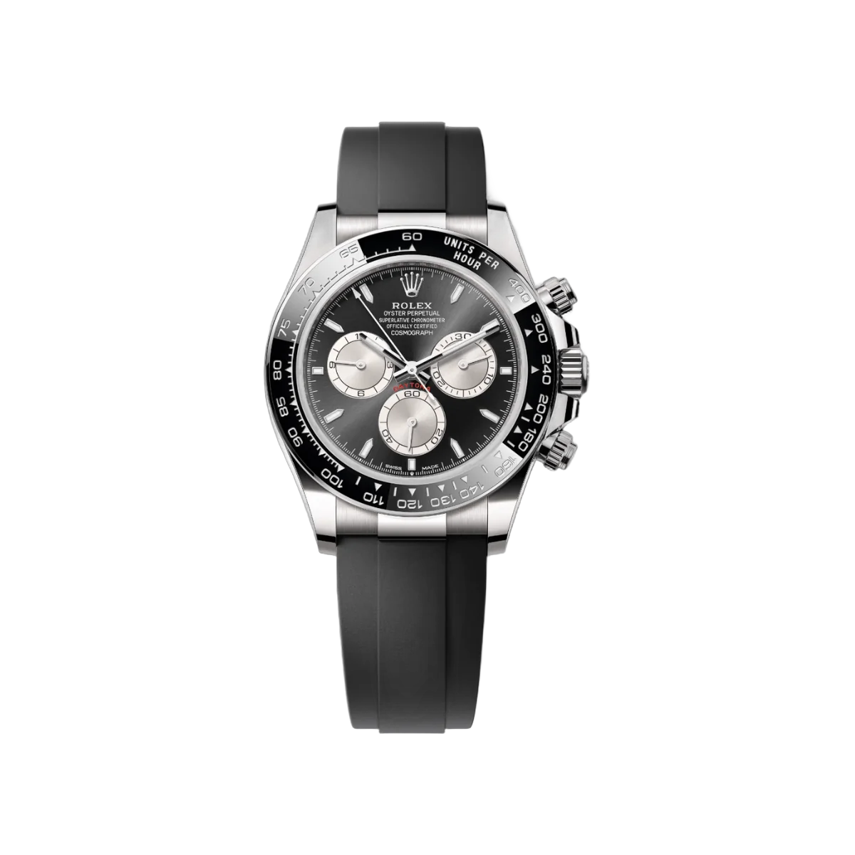 Rolex Cosmograph Daytona 126519lN-0002 White Gold Ceremic Bezel Black Rubber Strap Black Dial