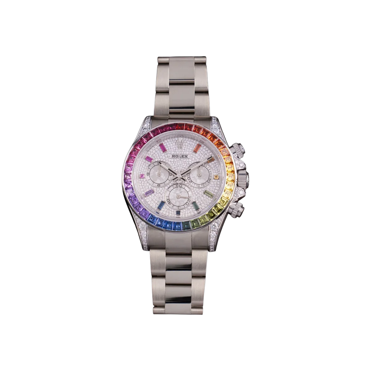 Rolex Cosmograph Daytona 126599RBOW Rainbow White Gold 40mm Pave Diamond Dial Men's Watch