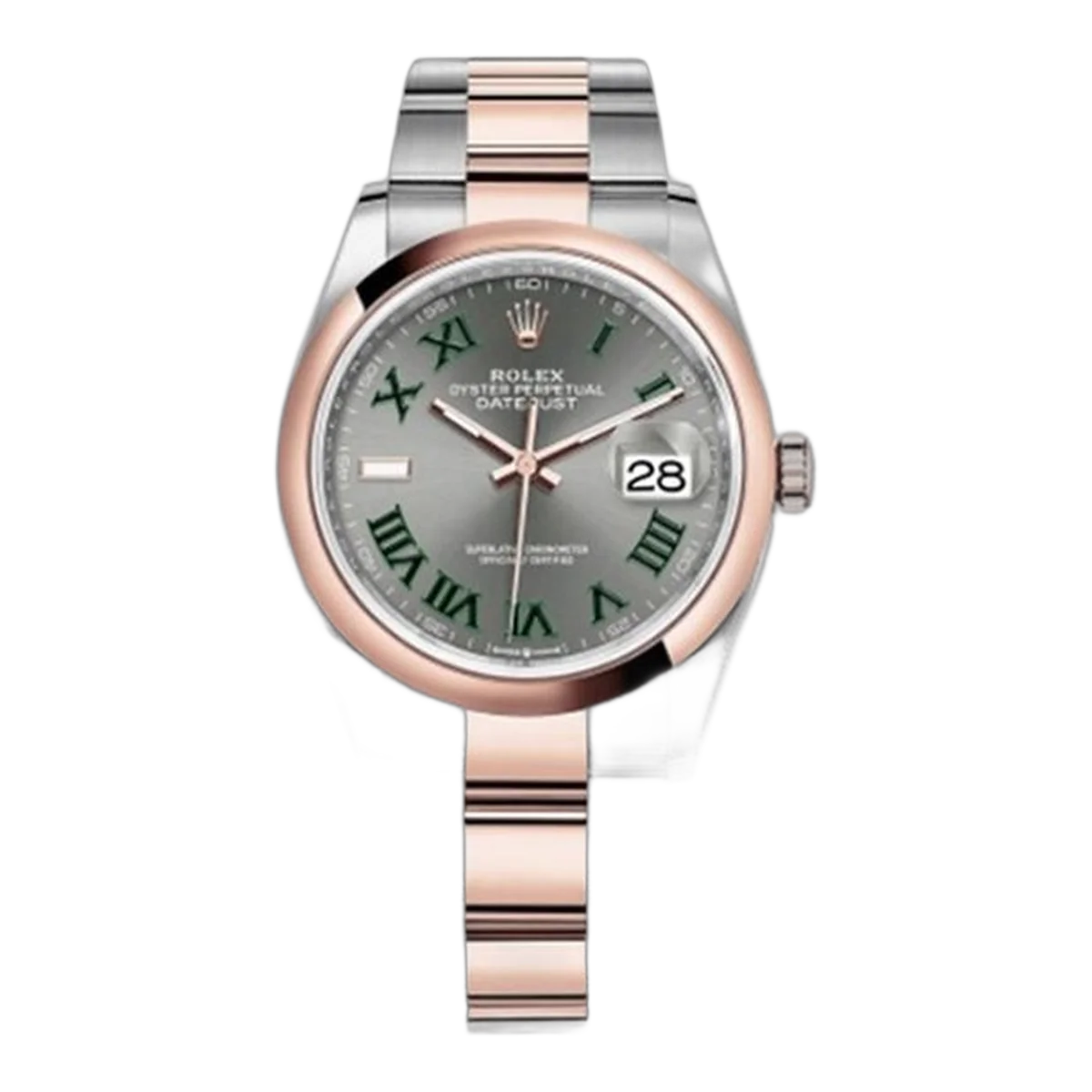 Rolex Datejust 126201 Slgro Everose Gold & Stainless Steel Smooth 36Mm Wimbledon Dial Unisex Watch