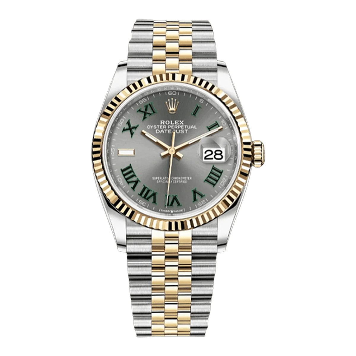 Rolex Datejust 126233-0035 Slate Grey Green Roman Dial 36Mm Stainless Steel And 18K Yellow Gold Ladies Watch