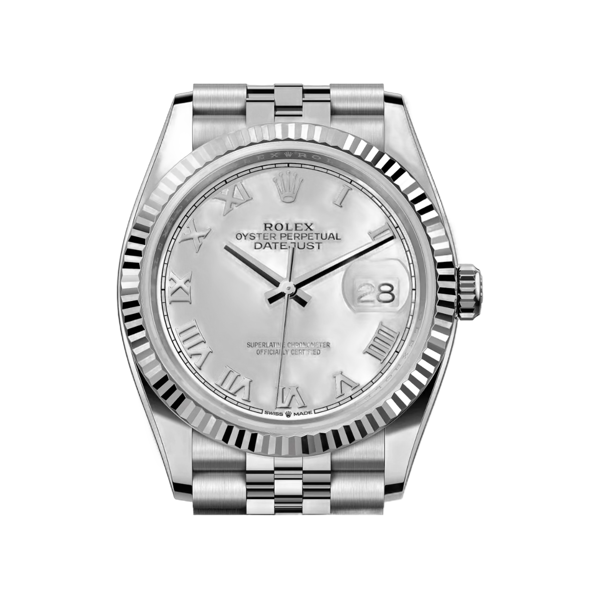 Rolex Datejust 126234-0025 Oystersteel White Gold White Roman Dial 36mm Unisex Watch – additional product photo 2