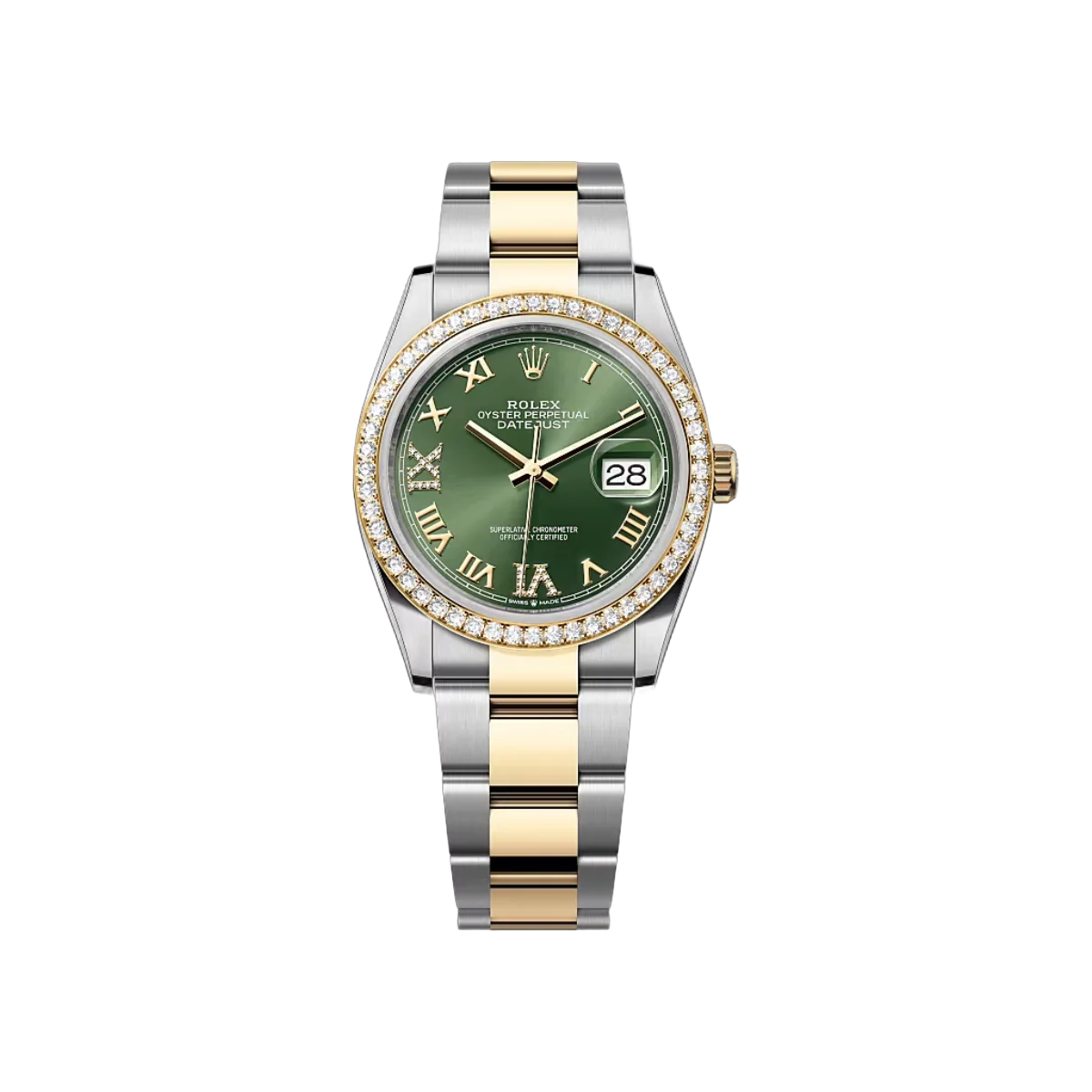 Rolex Datejust 126283RBR-0012 Oystersteel-Yellow Gold Olive Green Dial 36mm Women’s Watch