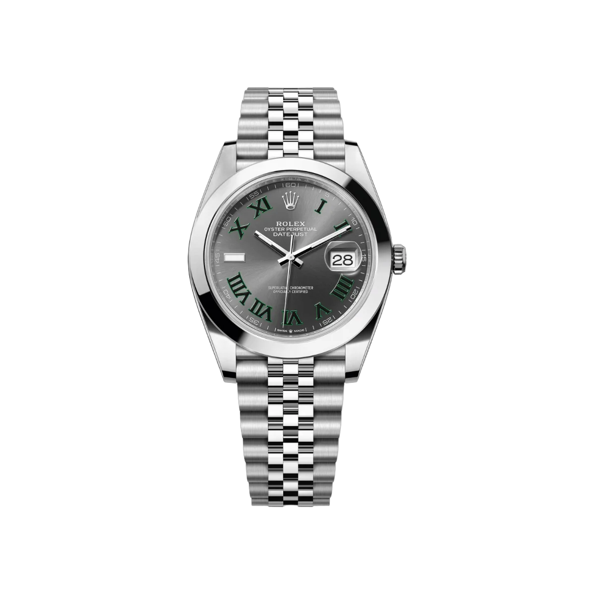 Rolex Datejust 126300-0014 Oyster Perpetual 41Mm Green Roman Numerals Slate Grey Dial Men's Watch