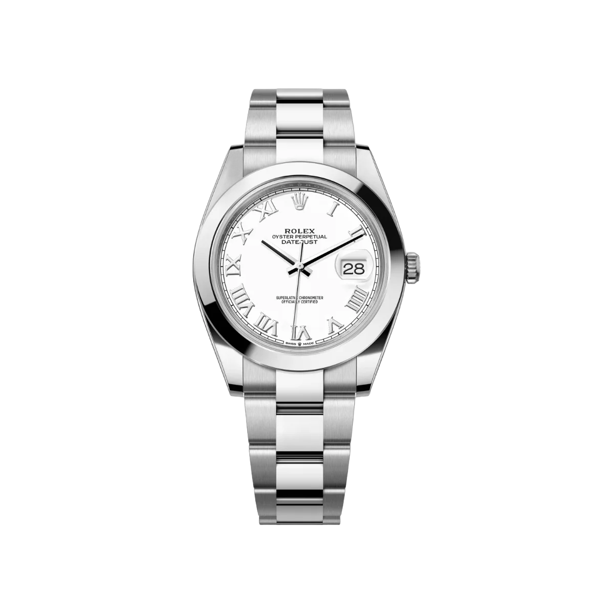 Rolex Datejust 126300-0015 Oyster Perpetual 41mm Roman Numerals White Dial Mens Watch