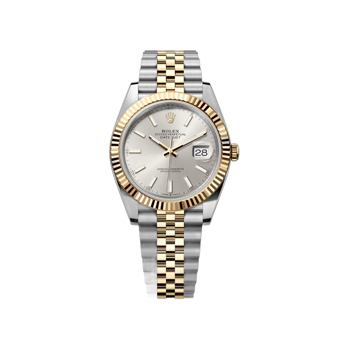 Rolex Datejust 126333-0002 Oystersteel 18kt Yellow Gold 41mm Silver Dial Mens Watch