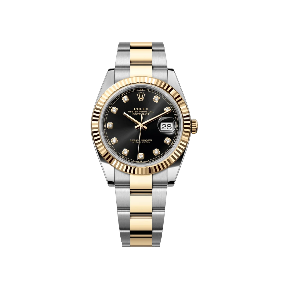 Rolex Datejust 126333-0005 Oystersteel 18kt Yellow Gold Diamond Numerals 41mm Black Dial Mens Watch