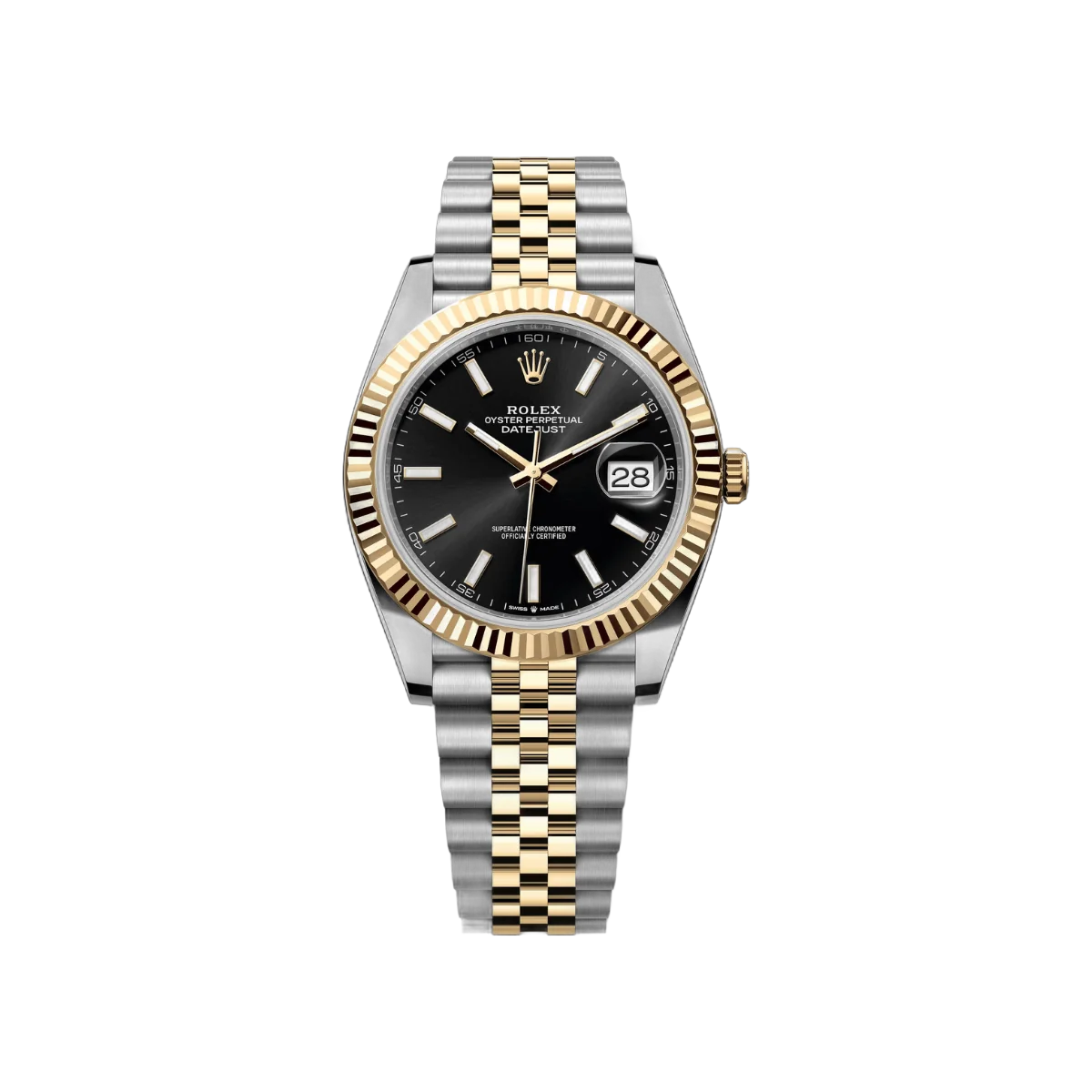 Rolex Datejust 126333-0014 Oystersteel 18Kt Yellow Gold 41mm Black Index Dial Men's Watch
