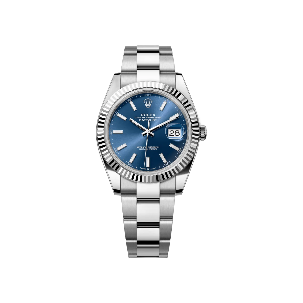 Rolex Datejust 126334-0001 Oystersteel White Gold Bezel 41Mm Blue Index Dial Men's Watch