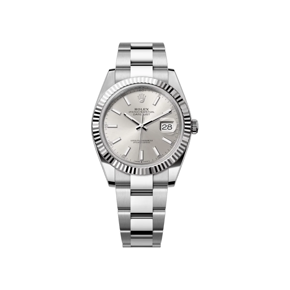 Rolex Datejust 126334-0003 Oystersteel 18K White Gold Bezel Silver Index Dial 41mm Mens Watch