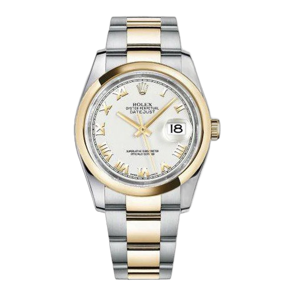 Rolex Datejust 18Kt Yellow Gold 36Mm White Dial Men's Watch