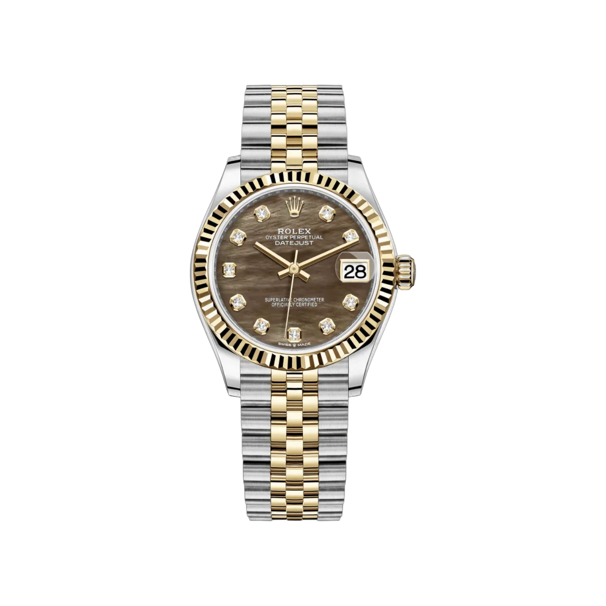 Rolex Datejust 278273 DKMDJ Dark 18K Yellow Gold And Steel 31mm MOP Diamonds Dial Womens Watch