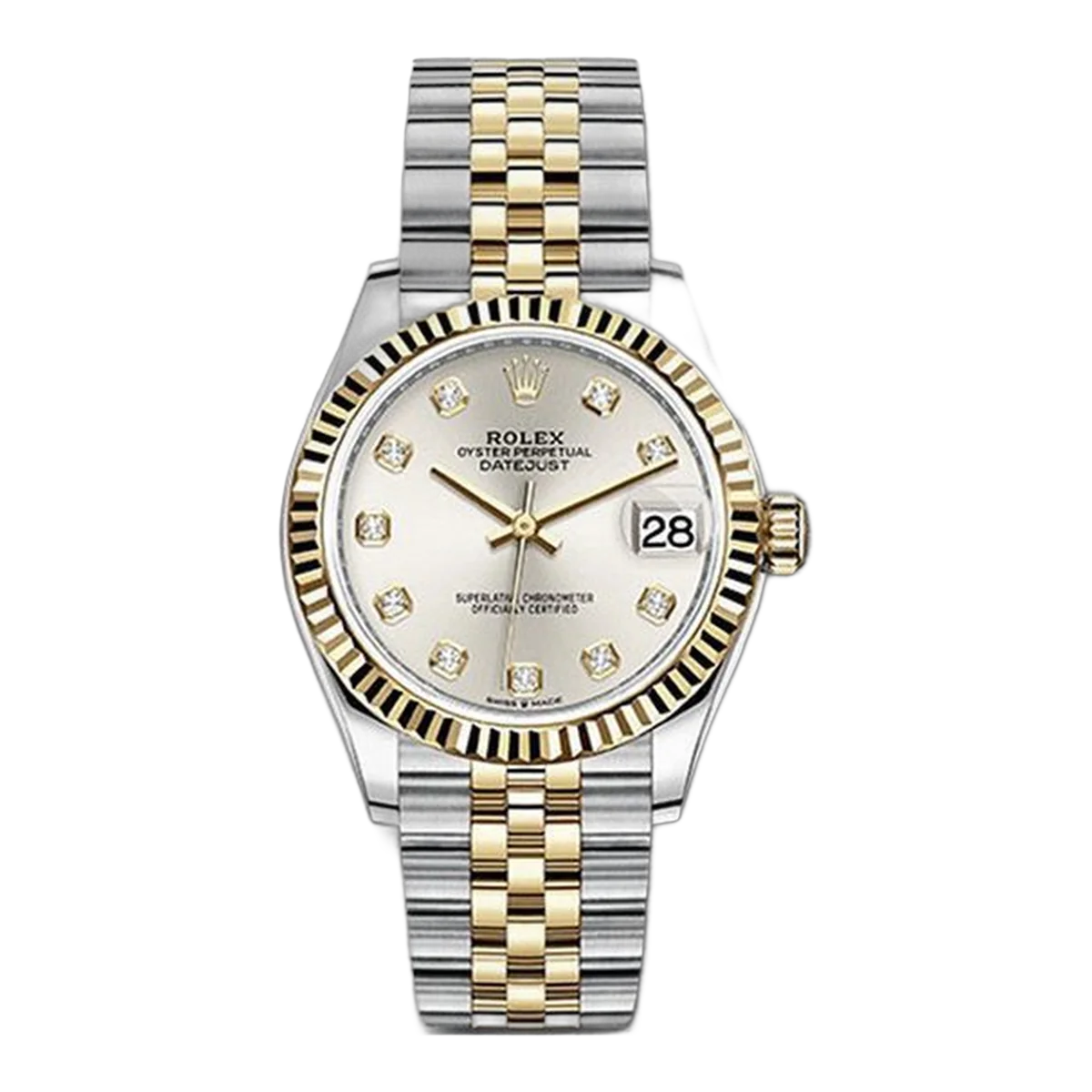 Rolex Datejust 278273 Sdj Yellow Goldand Steel 31Mm Silver Diamond Dial Jubilee Bracelet Ladies Watch
