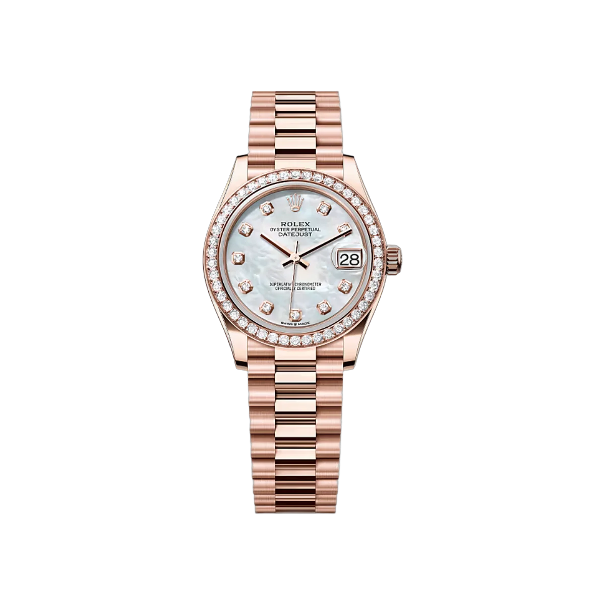 Rolex Datejust 278285RBR-0005 Everose Gold White MOP Dial 31mm Women’s Watch