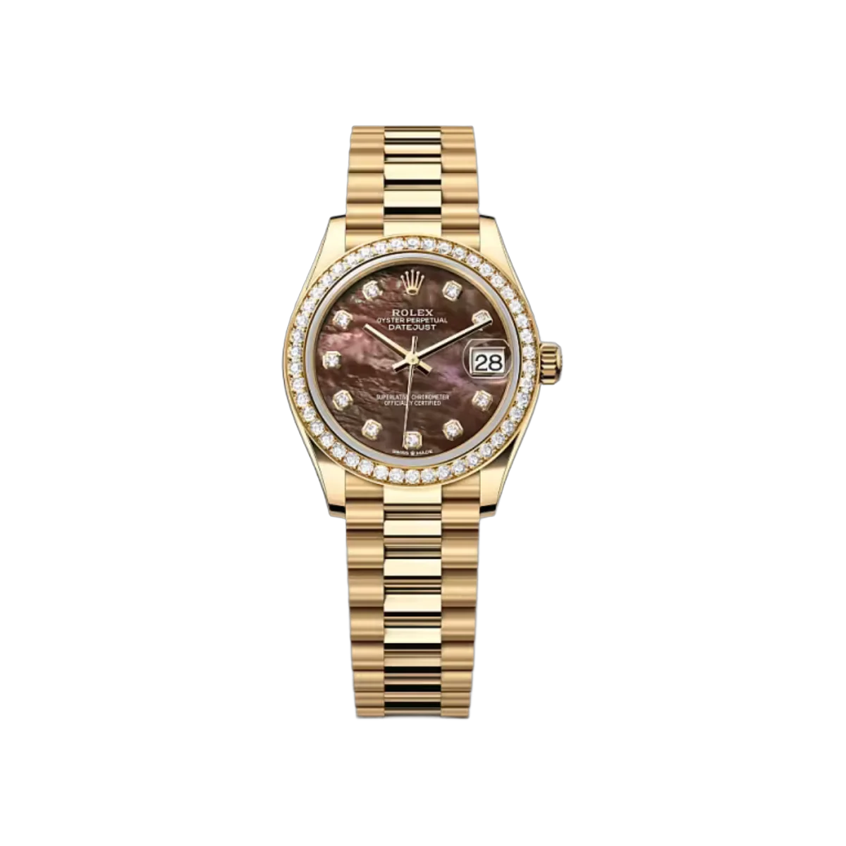 Rolex Datejust 278288RBR-0032 Yellow Gold Black MOP Dial 31mm Women’s Watch