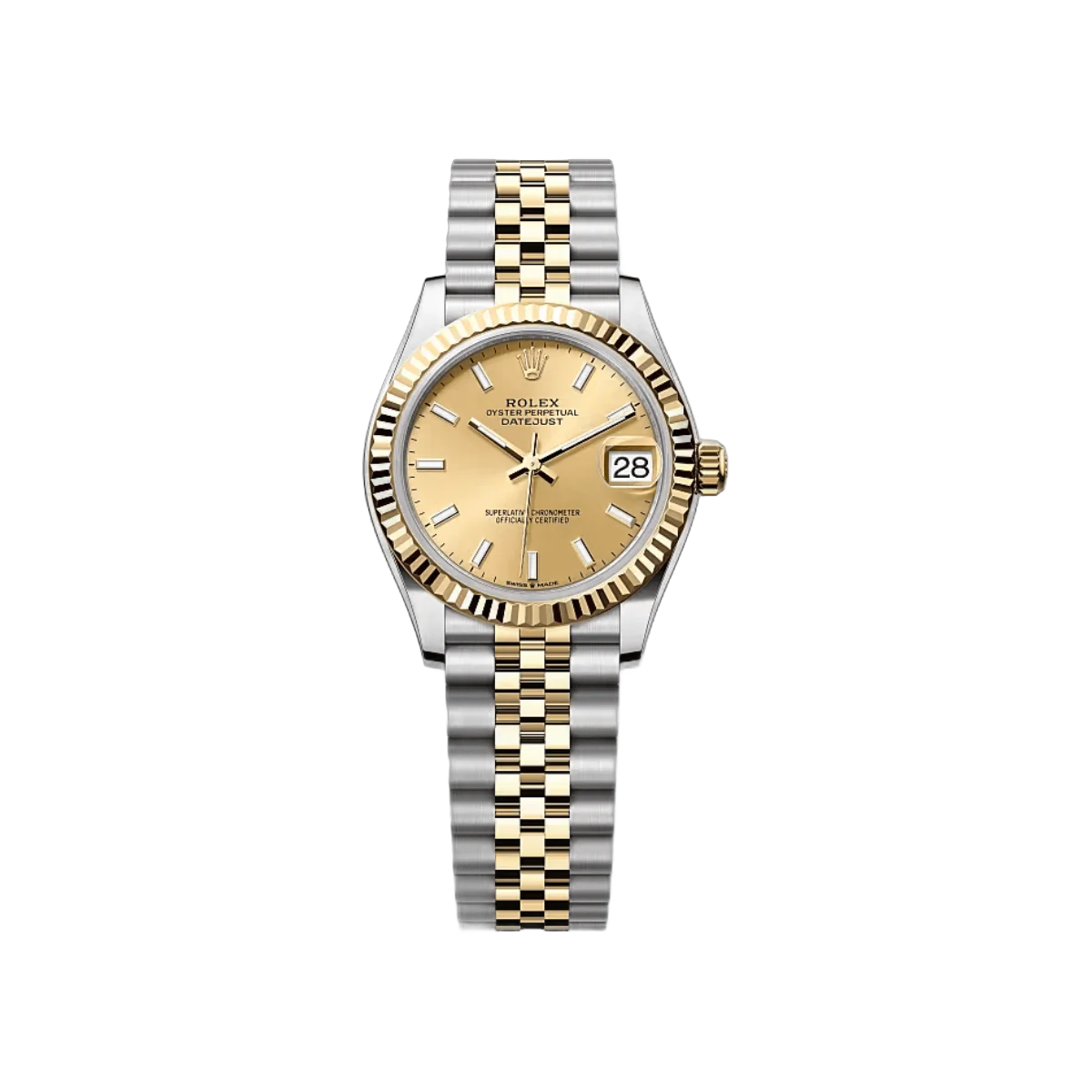 Rolex Datejust 31mm 278273 Yellow Dial Steel And Gold Yellow Gold Fluted Bezel Jubilee Womens Watch