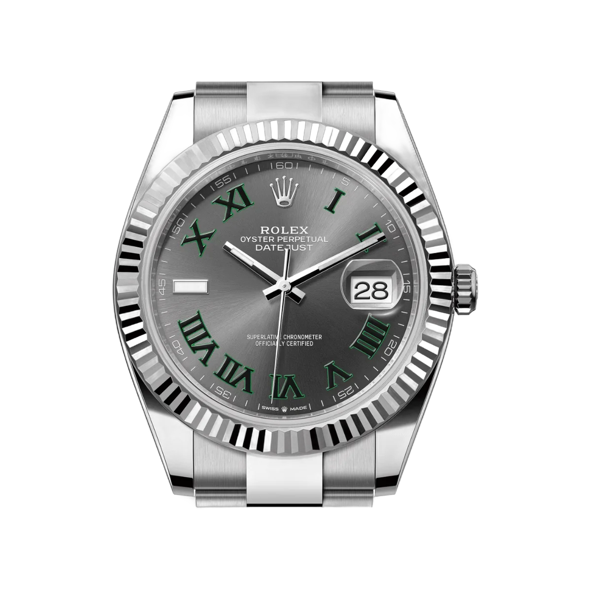 Rolex Datejust 41 Oyster Perpetual 126334-0021 White Gold 41mm Grey Dial Green Roman Numeral Men's Watch – additional product photo 3